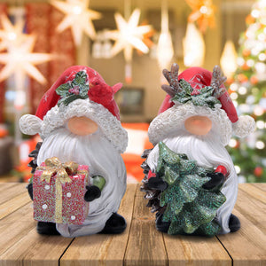 Hodao 2 PCS  Resin Gnomes Handmade Christmas Resin Gnomes
