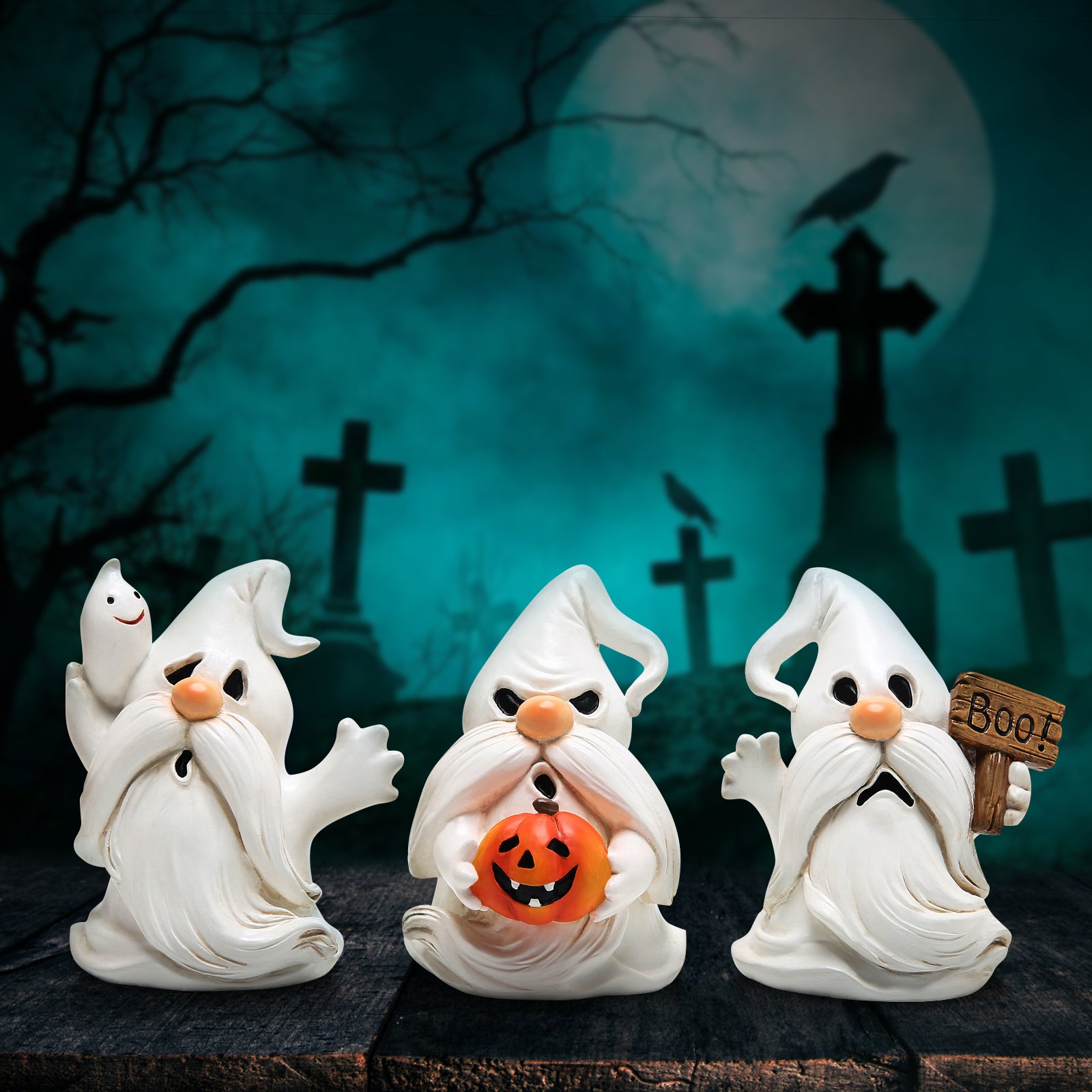 Hodao Halloween Angry Ghost Gnome 3PCS