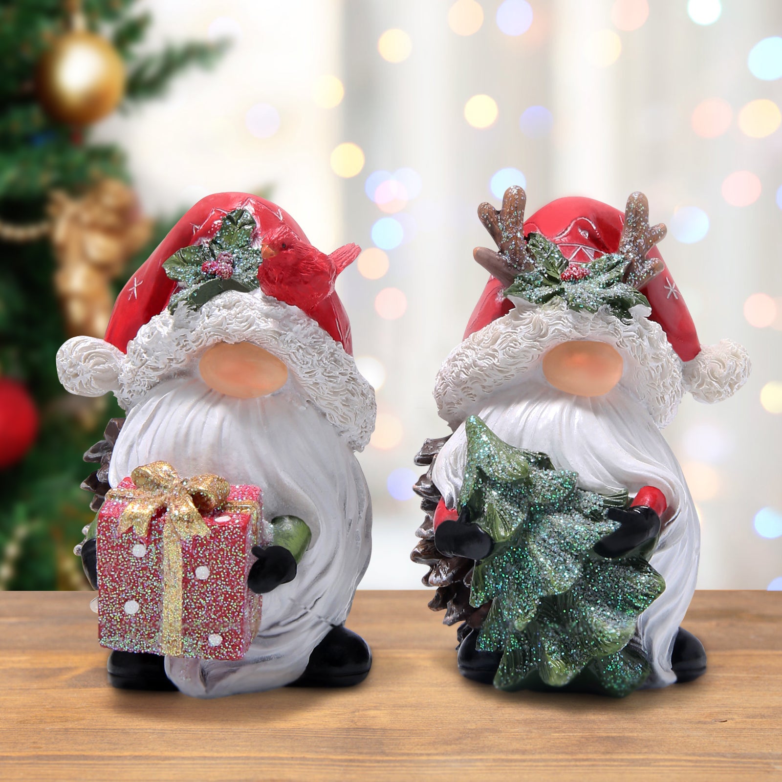 Hodao 2 PCS  Resin Gnomes Handmade Christmas Resin Gnomes