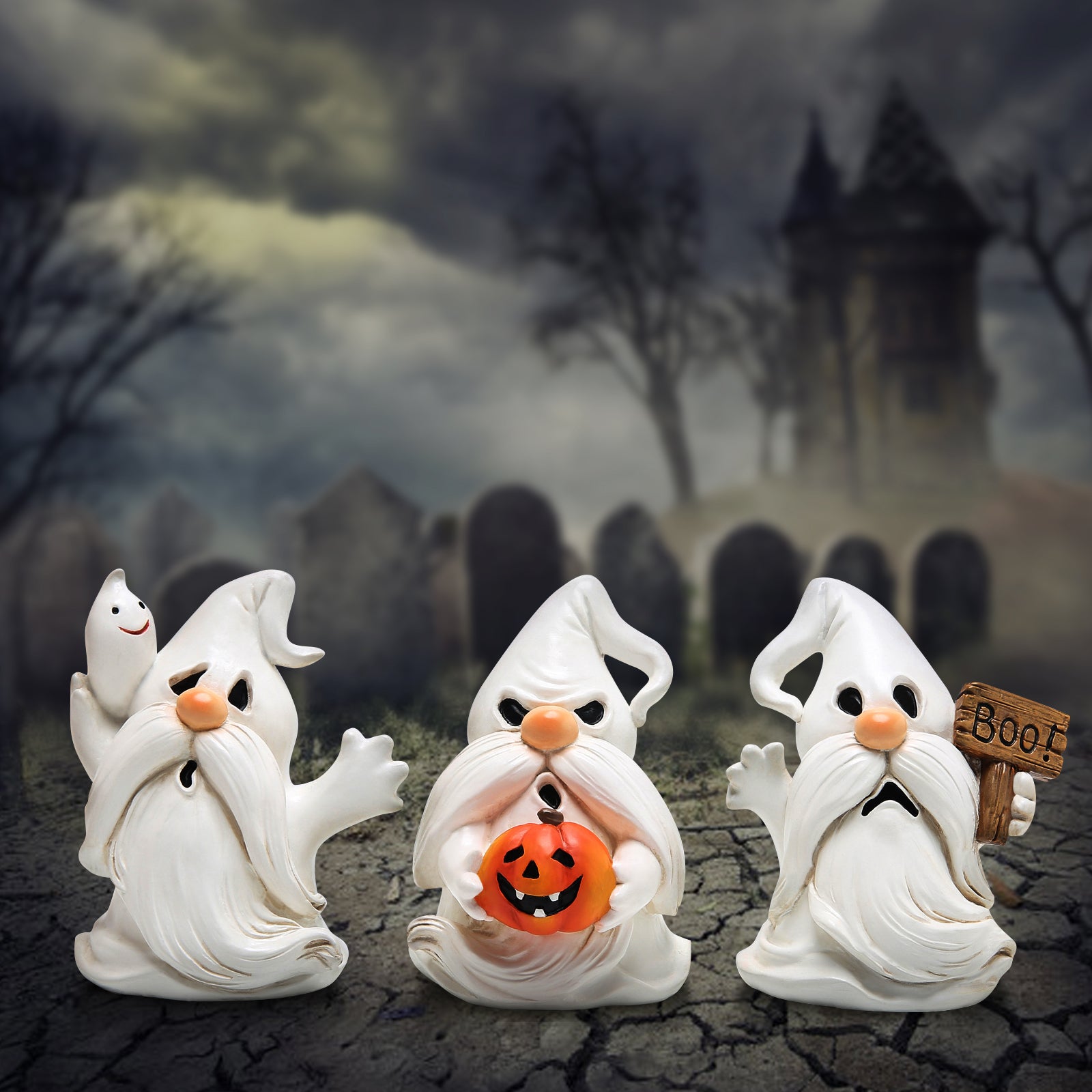 Hodao Halloween Angry Ghost Gnome 3PCS