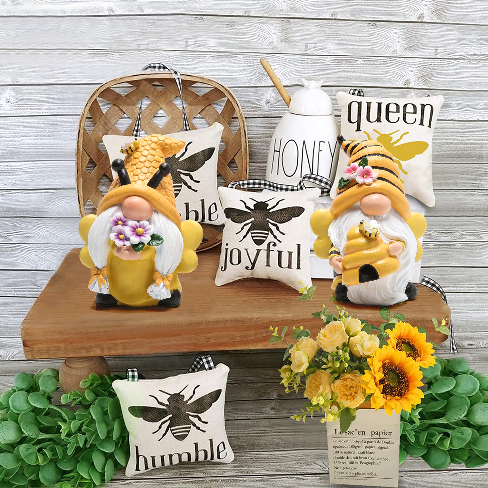 Hodao Bumble Bee Spring Garden Gnomes Decorations