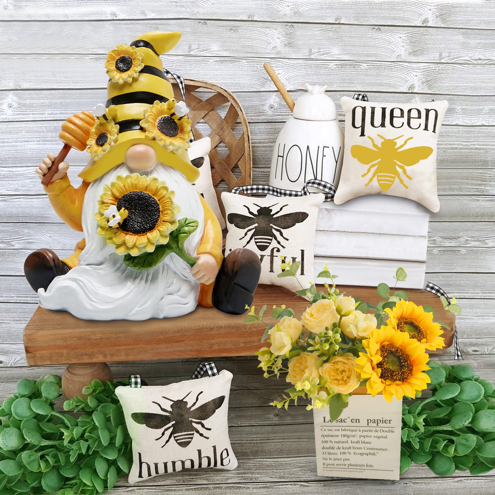 Hodao Bumble Bee Spring Gnome Decorations