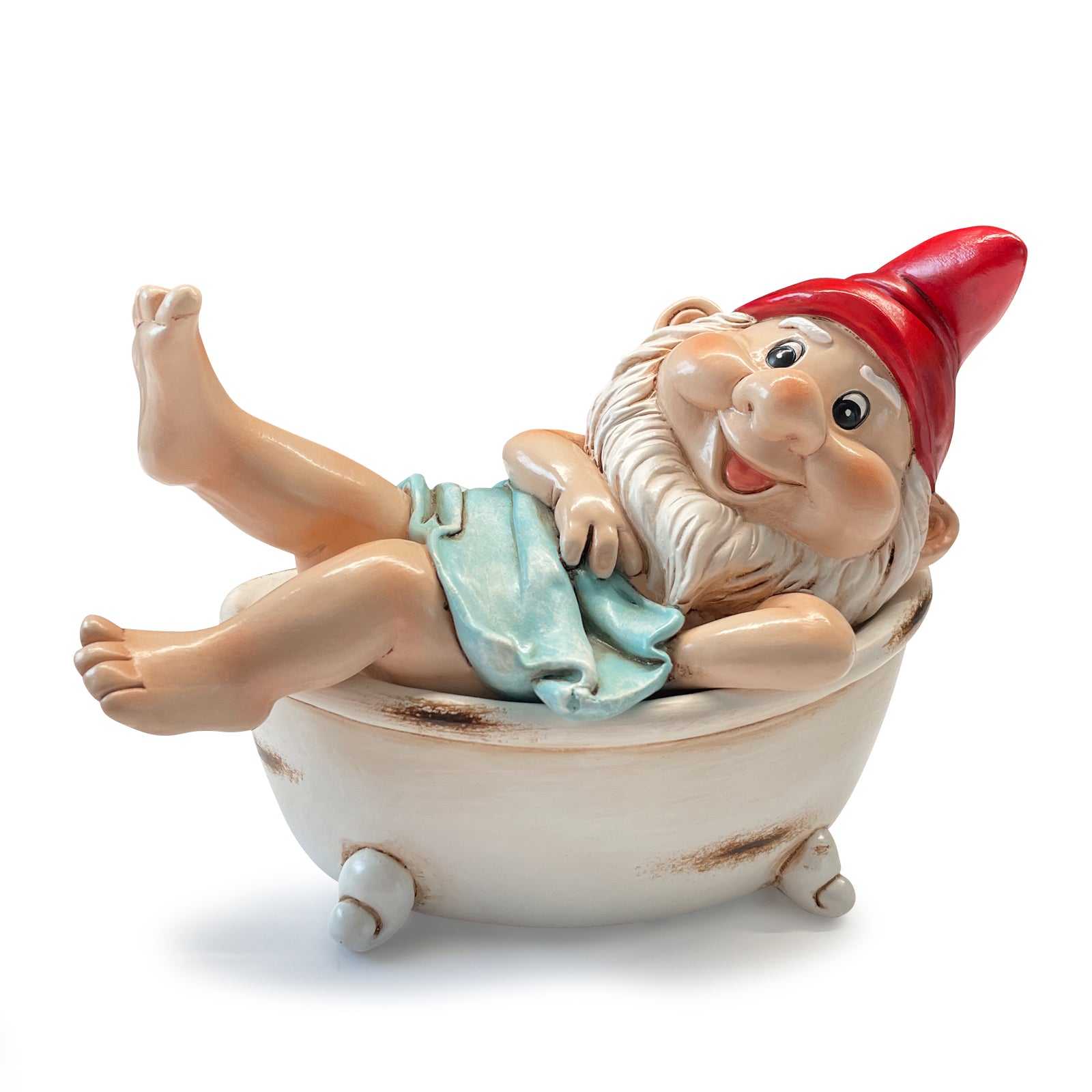 Hodao Bath Tub Gnome Relaxing Gnome Garden Sculpture