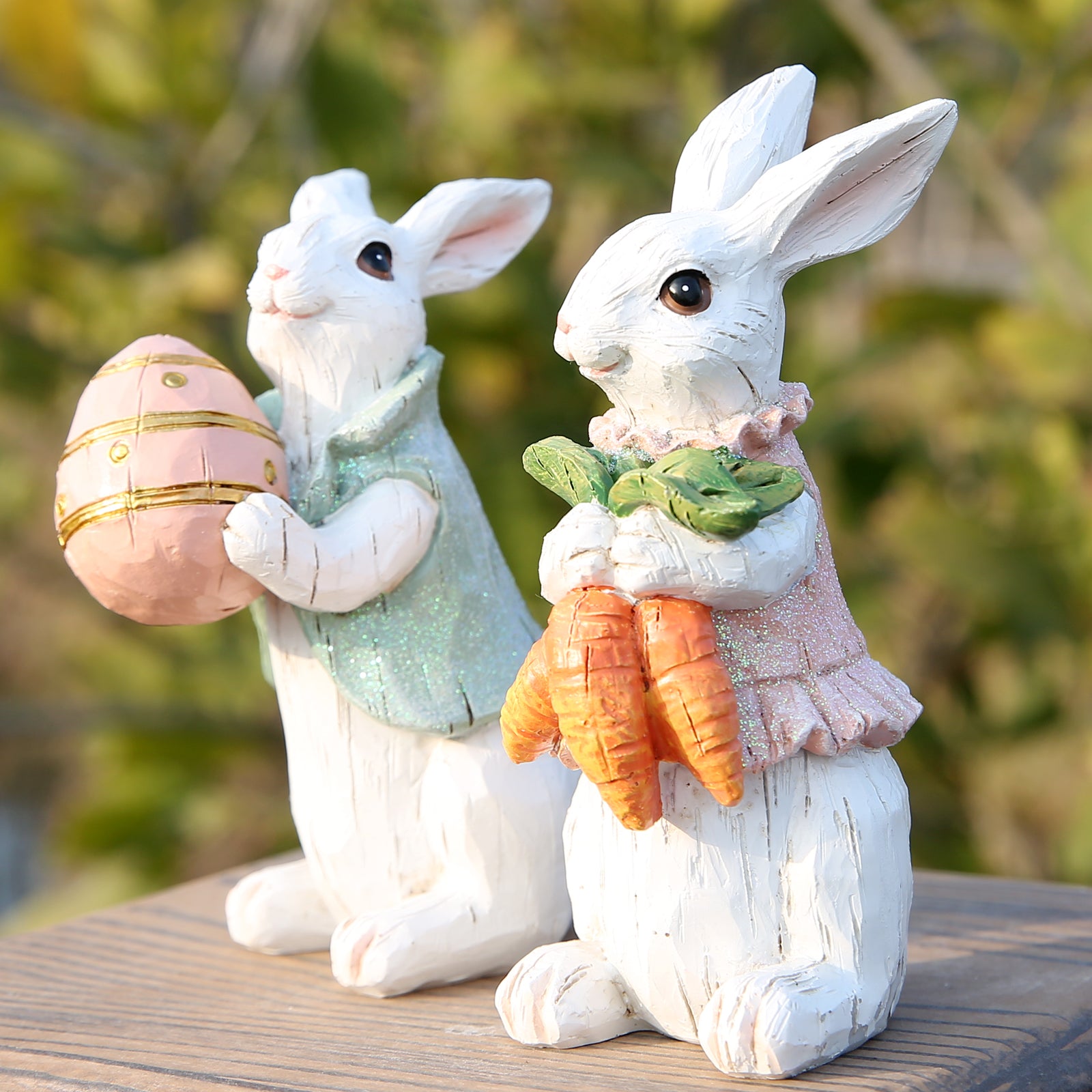 Hodao Easter Bunny Decorations Spring Home Decor Bunny Figurines