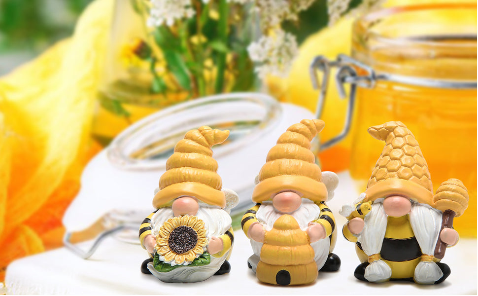 Bumble Bee Gnome Plush Decor, World Bee Day Honeybee Gnomes Decorations for  Home Kitchen Farmhouse, Spring Summer Bees Elf Plush Collections(2Pcs) 