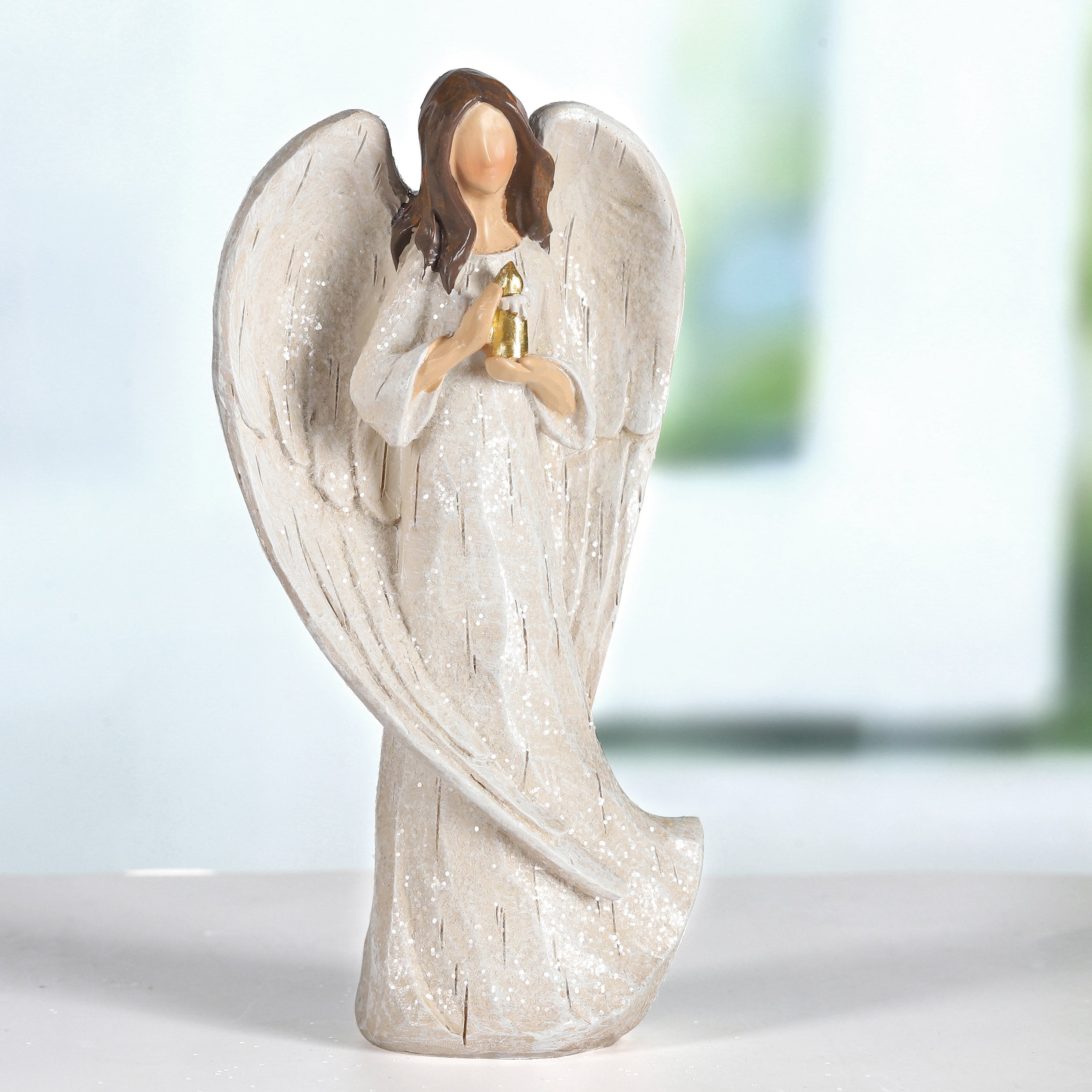 Hodao 5.8inch Angel Figurines (Angel Golden Candle)